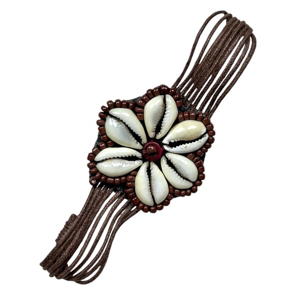 Y2K Cowrie Shell Floral Beachy Bracelet - Picture 1 of 8